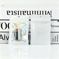 Sacs en Mylar à fermeture éclair avec fenêtre, personnalisés, transparents, holographiques, en plastique, à trois soudures latérales, pour emballage alimentaire en gros