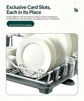 Égouttoir à vaisselle multifonctionnel à double niveau en aluminium pour comptoir, réglable pour assiettes, bols, tasses et rangement de la vaisselle