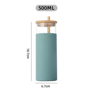 Gobelet en verre borosilicate épais de 500 ml avec paille et couvercle en silicone, compatible micro-ondes, qualité alimentaire