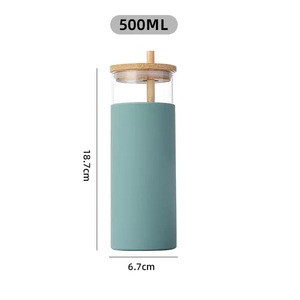 Vaso de Vidrio Borosilicato de 500 ml con Pajita y Tapa de Silicona, Apto para Alimentos, para Cocina y Hogar - Product Image 1