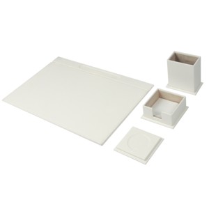 Elegant 4-Piece Office Supplies Organizer Metal Desk Set with Large Desk <b>Pad</b> and Stationary Accessories Leather Mesh Material - Product Image 6