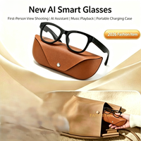 Lunettes Intelligentes IA Tendance avec Caméras 8MP, Vidéo 4K, WiFi pour Appels, Traduction en Temps Réel et Étui de Recharge Magnétique en Cuir Véritable