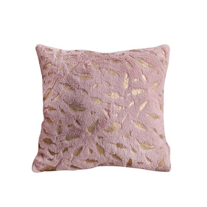 Fodera per cuscino quadrata in peluche con design a piuma dorata a doppia faccia, stile moderno per divano, casa, ufficio, stile transfrontaliero - Product Image 5