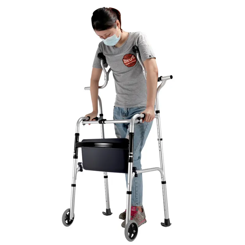 Andador plegable portátil de dos ruedas para ayudar A los discapacitados y ancianos A caminar