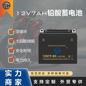 แบตเตอรี่รถจักรยานยนต์ Shangwei รุ่น 12N7F-BS 12V 7Ah แบบตะกั่ว-กรดปิดผนึก สำหรับระบบรักษาความปลอดภัย - Product Image 2