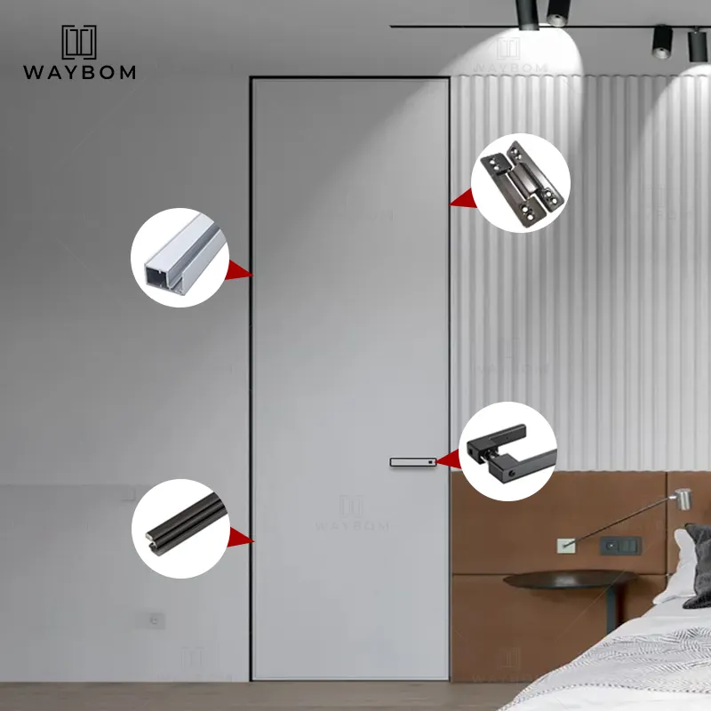 45 Invisible habitación empotrada puertas de madera perfil interno oculto integrado sin marco puerta oculta perfil de aluminio