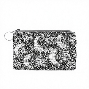 Pochette carrée à motif étoile et lune perlée, style mode, broderie design - Product Image 1