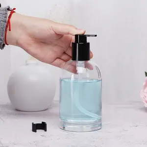 Botol sabun tangan kaca transparan pompa 350ml kualitas tinggi minimal pesanan
