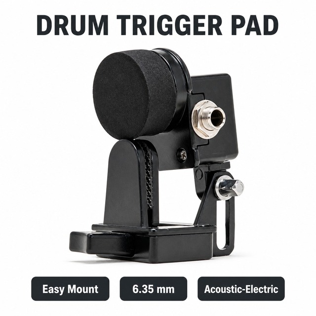 Easy Mount Metal Bass Drum Trigger Pad 6.35 mm Acoustic to Electronic Drum Conversion Accessory