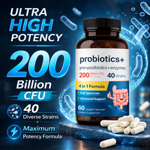 <strong>Probiotics</strong> Capsules 200 Billion CFU 40 Strains Prebiotics Postbiotics <strong>Enzymes</strong> Gut Health Supplement OEM Private Label - Product Image 5