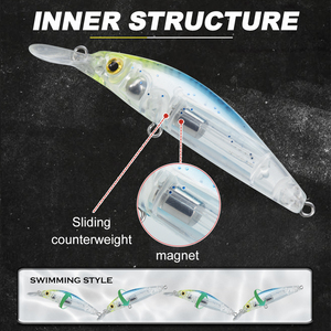 Leurre Minnow Coulant Magnétique 50mm 2.5g pour lancer longue distance, Jerkbait pour la pêche à la Truite, au Bar et à la Perche en ruisseau, rivière et lac - Product Image 3