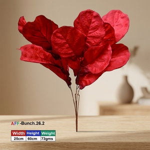 Bouquet de feuilles de figuier rouges artificielles 25cmx60cm Plante décorative en soie AFF-Bunch.26.2 Utilisation en intérieur Ficus rouge artificiel AFF - Product Image 3