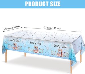 Nappe de table en plastique motif ours pour baby shower, nappe « We Can Bearly Wait » pour fête d'anniversaire et révélation du sexe - Product Image 2