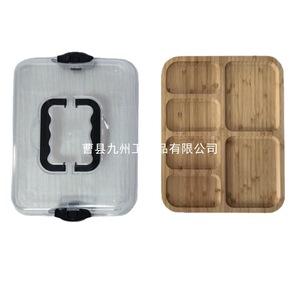 Plateau de service en bambou pour aliments cuisinés, planche à découper en bois divisée pour fromage, plateau de service en bois massif pour fruits, idéal pour la cuisine, les pique-niques et les restaurants. - Product Image 1