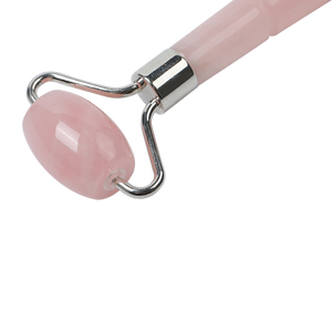 100% naturale rosa pietra di quarzo argento rullo facciale in <span class=keywords><strong>giada</strong></span> saldato struttura in metallo <span class=keywords><strong>massaggiatore</strong></span> per il <span class=keywords><strong>viso</strong></span> - Product Image 4