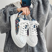 Chaussures d'été pour hommes respirantes et amortissantes en cuir synthétique, à lacets, avec blocs de couleur et semelles épaisses, style baskets de skate