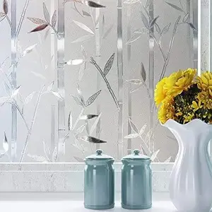 23.6*78.7 Inch Bamboo Patterns Anti-UV Heat Insulation Frosted Window Film Static Cling Glass Film For Living Room Kitchen