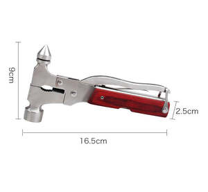 Conique Multi-Fonction Véhicule D'urgence Brise-Vitre Marteau De Sécurité 15-en-1 Outil 17cm Manche En Bois Portable Ménage - Product Image 6