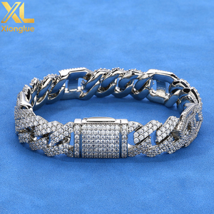 Unisex 15mm Iced Diamond Cuban Link Bracelet PVD Gold Plated Prong Chain New Style Hip Hop Jewelry for <b>Men</b> Women Main Zircon - Product Image 5