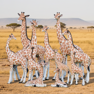 Scultura Personalizzata in Vetroresina a Grandezza Naturale <span class=keywords><strong>di</strong></span> <span class=keywords><strong>Elefante</strong></span> e Giraffa Safari, Dipinta a Mano, Impermeabile, Ornamento Artistico per Decorazione Giardino - Product Image 1