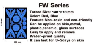 Blue Neon Eco-Friendly Paper Henna Tattoo <strong>Stickers</strong> Glow-in-Dark Temporary Body &amp; Face Application 148x210mm Lasting 3-7 Days - Product Image 2