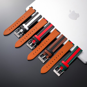 <span class=keywords><strong>Bracelet</strong></span> de montre en cuir uni, couleur unie, 18, 20, <span class=keywords><strong>22mm</strong></span>, boucle pliante magnétique, remplacement professionnel pour montre intelligente Samsung Apple Huawei - Product Image 4