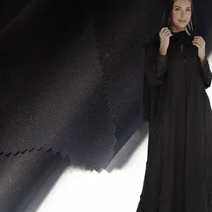 Toptan islam giyim müslüman, uzun kollu elbise malzeme 67 inç Dubai resmi siyah fursan nida Abaya kumaş elbiseler için/