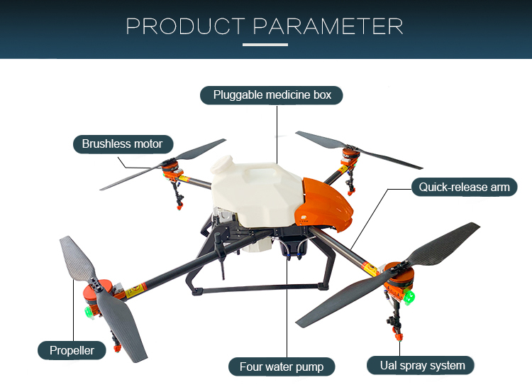 JTI M50S 30L Agriculture Spraying Drone, PRODUCT PARAMETER Pluggable medicine box Brushless motor Quick-release arm Prop