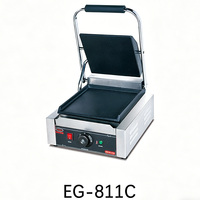 Grill panini électrique commercial antiadhésif à plaque unique en acier inoxydable, plaque de pression plate pour sandwichs