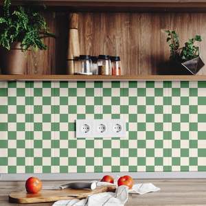 <span class=keywords><strong>Papier</strong></span> <span class=keywords><strong>peint</strong></span> personnalisé rétro funky des années <span class=keywords><strong>70</strong></span> à carreaux verts, <span class=keywords><strong>papier</strong></span> contact géométrique auto-adhésif, décoration murale pour la maison - Product Image 2