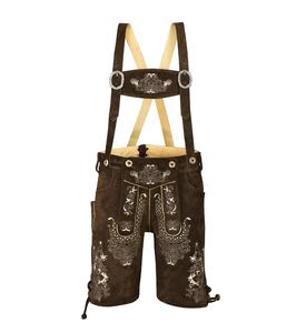 2024 Oktoberfest traditionnel allemand Design Trachtenmode bavarois garçons fait à la main marron daim Lederhosen mi été imprimé taille - Product Image 1