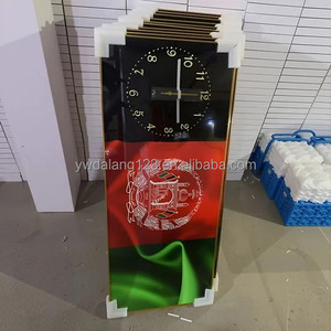 Cadre en aluminium de haute qualité, lumière LED 5D, design drapeau afghan, horloge murale en porcelaine de luxe, peinture sur le mur - Product Image 4