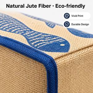 Bolsa de Yute Personalizada con Asas de Cuerda Natural, Estampado de Conchas y Peces, Bolsa de Compras de Arpillera - Product Image 3
