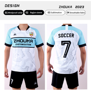 Conjunto de Uniforme de Fútbol Personalizado con Rayas Rojas y Azules para Adultos, Jersey Transpirable de Secado Rápido, Ideal para Partidos de Equipos Deportivos al Aire Libre y Entrenamiento - Product Image 4