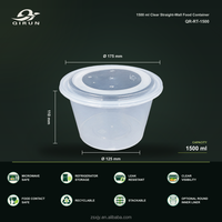 Conteneur alimentaire jetable en PP recyclable de 1500 ml avec couvercle pour traiteur, barquette de charcuterie, repas à emporter, compatible micro-ondes, anti-fuite, sans BPA