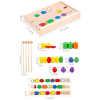 Montessori Educational Wooden Lacing Beads Toys Threading Beads Game Beaded Stringing Games