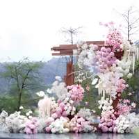 Lichtroze witte handgemaakte zijden kunstbloemen Koreaanse stijl gazon bruiloft decoratie gangpad arrangementen kunstmatige bloemen groen