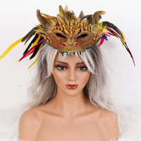 Masque de cosplay en plumes de dragon, décoration de visage fantaisie pour mascarade, masque de costume plumeux pour fête, festival, performance scénique
