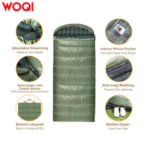 Saco de dormir tipo sobre para adultos Woqi, 200 cm de longitud, color verde militar, resistente al viento, para 3 estaciones, camping, senderismo al aire libre - Product Image 2
