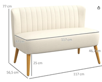 Canapé d'angle en tissu capitonné Ricewhite avec pieds en bois naturel, design moderne durable, compact pour les petits espaces, sans accoudoirs, certifié BSCI