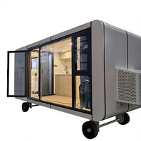 Cabine Apple préfabriquée haut de gamme avec salle de bain à séparation humide/sèche, structure au sol renforcée, cabine Apple moderne pour usage en gîte
