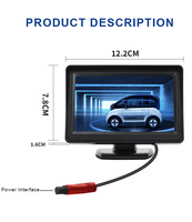 Moniteur de voiture portable TFT 4,3 pouces avec prise allume-cigare pour camping-car et marche arrière