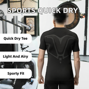 T-shirt de sport à séchage rapide pour hommes, respirant, à compression, à manches courtes, pour la salle de sport, la course à pied - Product Image 2