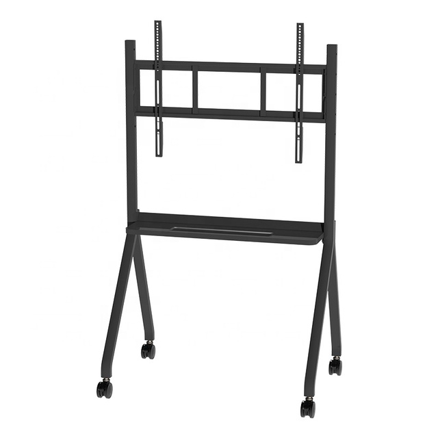 Rolling Mobile TV Cart with Wheels for 55-86 Inch LED 4K Flat Screen Adjusted Height Floor Stand with Shelf Holds up to 100 Lbs