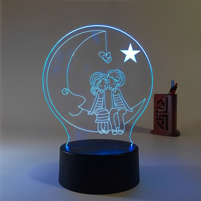Color Changing 3D Illusion Night Light Love 3D Lamp Acrylic LED Night Light Decorative Night Light