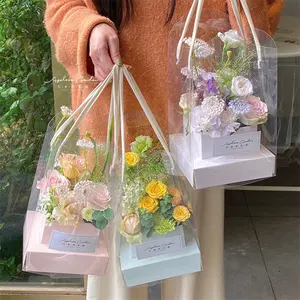 Brand New Product Fashion Design Bouquets Packaging Box I Love You Recycled Flower Paper Boxes With Ribbon