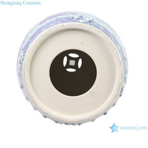 เก้าอี้พอร์ซเลนลายการ์ตูนสีน้ำเงินขาวเพ้นท์มือ RYUC08-<span class=keywords><strong>B</strong></span> สำหรับตกแต่งบ้าน ระเบียง และสวน ทนทาน เหมาะสำหรับขายส่ง - Product Image 3