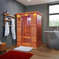 Sauna SS-200T moderne pour 2 personnes Baril de sauna sec Intérieur Tourmaline infrarouge en bois de pin avec sauna personnel à ions d'oxygène négatifs