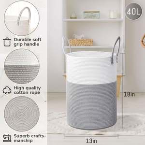 Panier de rangement bohème en jacinthe d'eau, de qualité supérieure, pour la maison, corbeille à pain, panier à fruits en céramique tressé, panier à linge pliable, pour le déménagement - Product Image 6