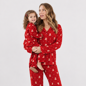 Ensemble de pyjamas familiaux décontractés personnalisables pour maman et enfants, classiques à manches longues, 100% fibre de bambou, Pijamas Mujer - Product Image 1